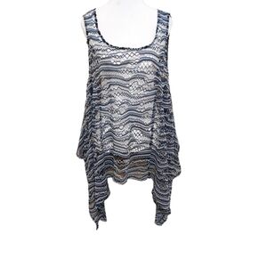 Alberto Makali sleeveless blue brown crotchet top tunic chain back flowy y2k  XL